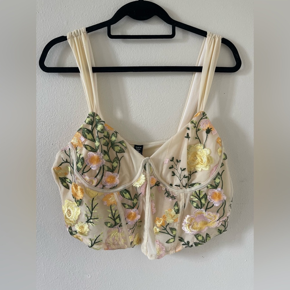 SHEIN Cream Embellished Strap Camisole